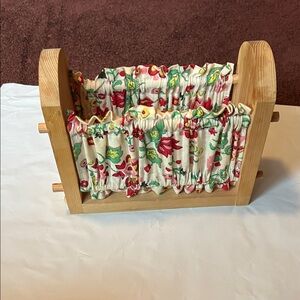 Floral Fabric Lined Wooden Napkin Holder
